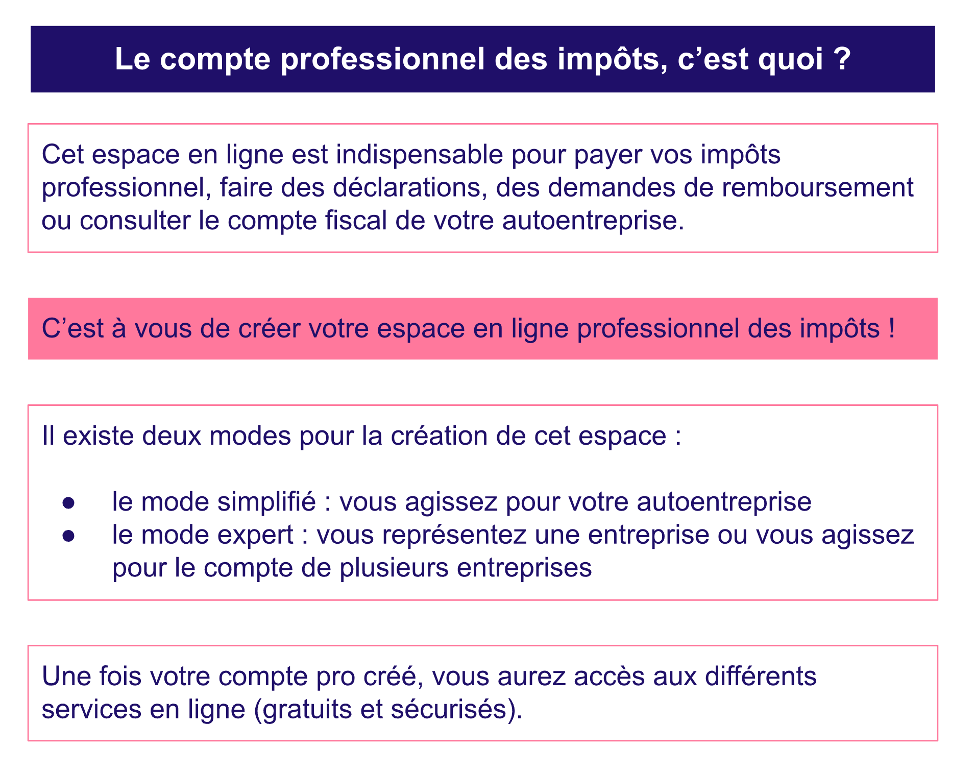 Explication du compte professionnel des impots