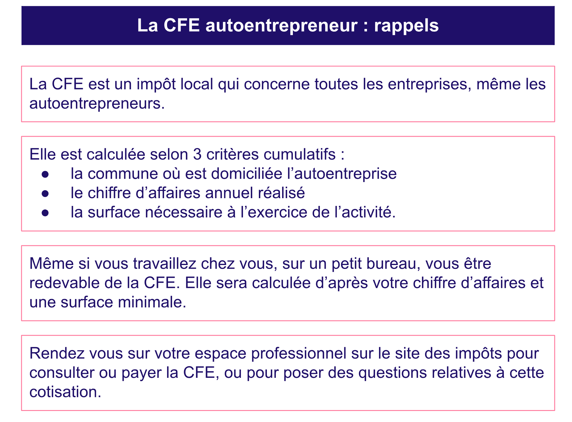 Rappel CFE autoentrepreneur