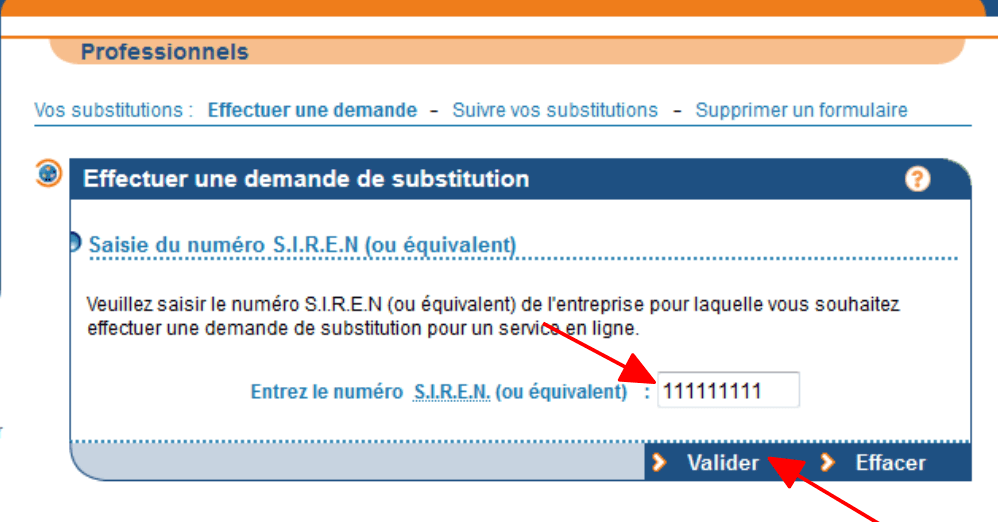 Rentrer le numéro SIREN